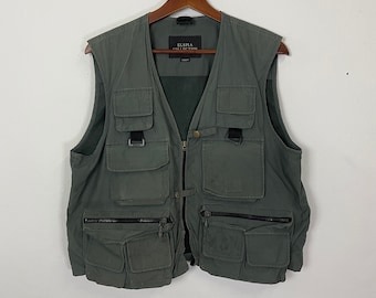 Gilet cargo de pêche vintage mondialement connu homme taille M coton