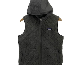 Giacca vintage Patagonia Sherpa in pile con cerniera reversibile, rifinitura giapponese, abbigliamento casual, capospalla, robusto, felpa con cappuccio, gilet, taglia M