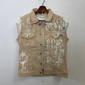 Vintage In The Attic Distressed Style Sleeveless Denim Jacket Vintage In The Attic Button Ups Denim Jacket Size M