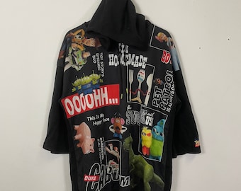 Vintage Toy Story 4-sweater met capuchon Vintage Toy Story 4-sweater op volledige print Vintage Toy Story-trui, maat L