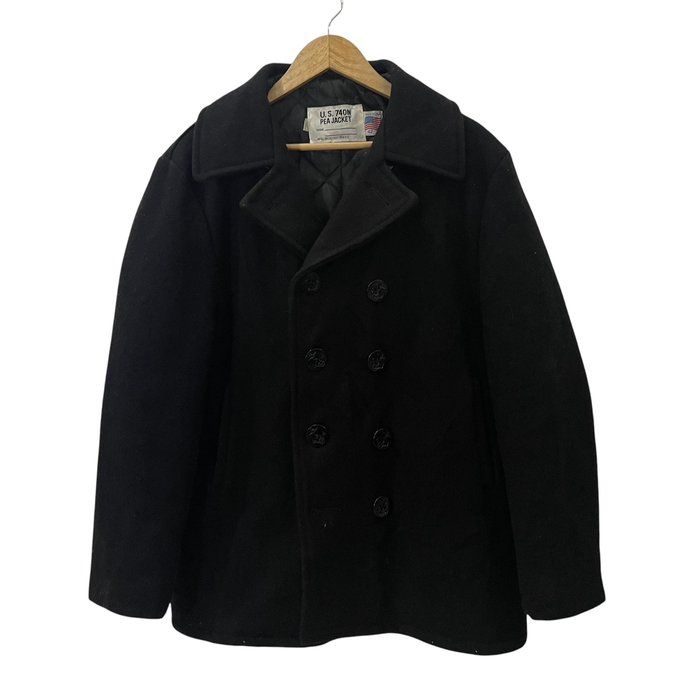 Schott NYC Classic Melton Wool Navy Pea Coat STYLE: 740