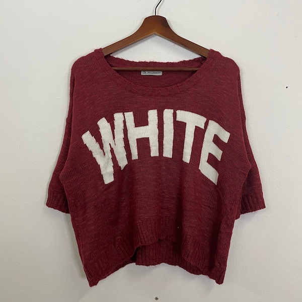 Vintage Sorridere White Knitwear Vintage Sorridere White Crewneck Jumper Knitwear Vintage Sorridere White Pullover Knitwear Size L