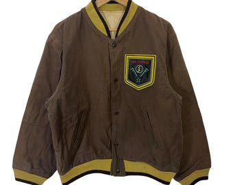 【90sレア古着】アバハウス　ABAHOUSE ビンテージ　スウェードジャケット Vintage 90s Abahouse Varsity Jacket Anniversary Big Logo