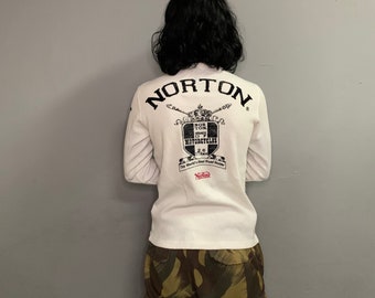 Vintage Norton Motorcycle Big Logo Long Sleeve Tee - Size S