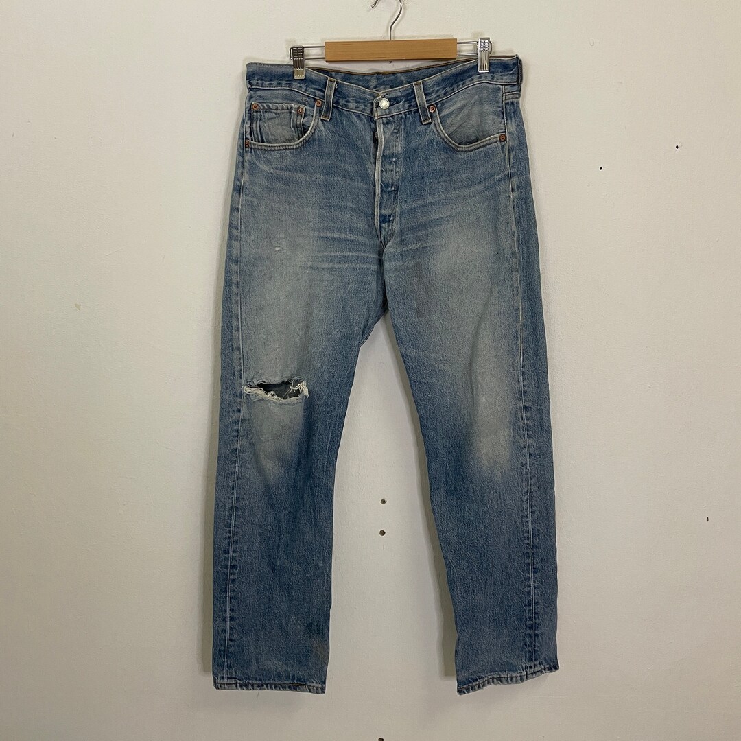 Vintage 90s Levis 501 Distressed Denim Jeans Vintage 90s