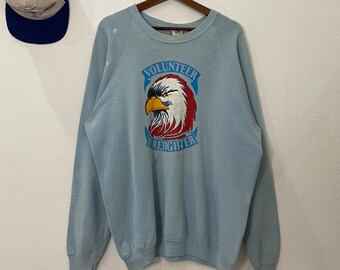 Vintage 90s Firefighter Big Logo Sweatshirt Vintage 90s Firefighter Crewneck Sweatshirt Vintage 90s Firefighter Pullover Sweatshirt Size XL