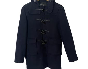 Vtg 1950s Stone-dri Cream Wool WW2 Royal Navy Short Duffle Coat