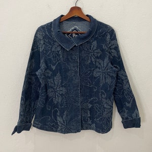 Vintage Japanese Designer Jacket Vintage Japanese Designer Flower Motive Denim Jacket Size L