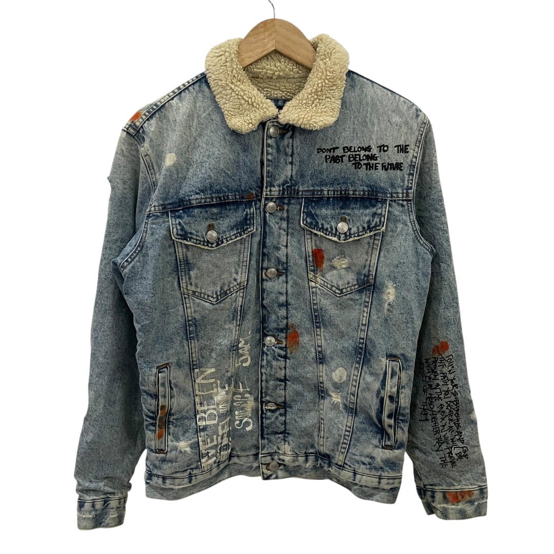 ジャケット・アウター 00s archive SCHLUSSEL Distressed Jacket Vintage Zara Art Japanese Designer Denim Jacket Vintage Zara Art