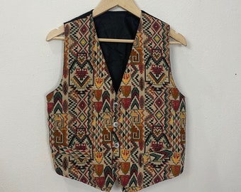 Vintage Unbranded Art Style Vest Vintage Unbranded Navajo Style Vest Vintage Unbranded Button Ups Vest Size S