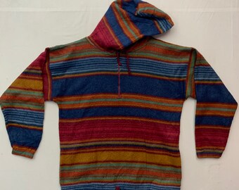 Felpa vintage anni '90 Xotx Felpa con cappuccio a righe Xotx vintage anni '90 Felpa con cappuccio a mezza zip Xotx vintage anni '90 Taglia M
