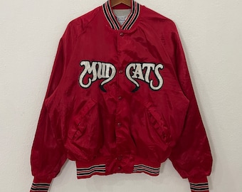 Veste Universitaire Vintage Années 80 Carolina Mud Cats - Satin Noir - Taille L - Occasion Très Bon état