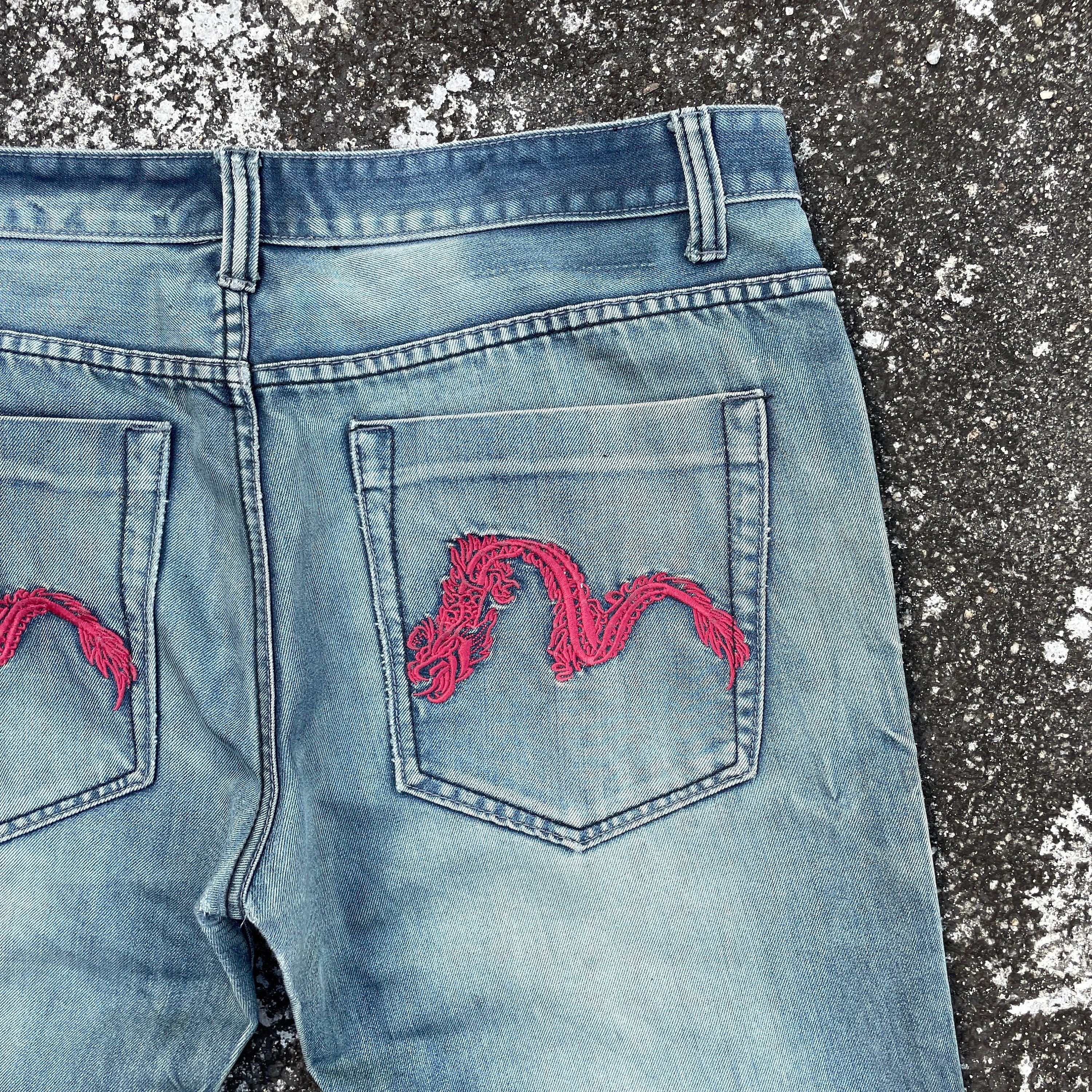 Jean Evisu Vintage Année Du Dragon - Taille W32 Denim Bleu - Neuf Avec Étiquettes - Collection Limited