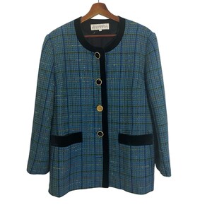 Vintage Givenchy Glamour-jacka Vintage Givenchy Glamour Tweed-jacka Vintage Givenchy Glamour-jacka med knappar Storlek XXL