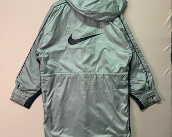 Vintage Nike Jacket Vintage Nike Big Logo Hoodies Long Jacket Vintage Nike Button Zipper Ups Jacket Size XXL