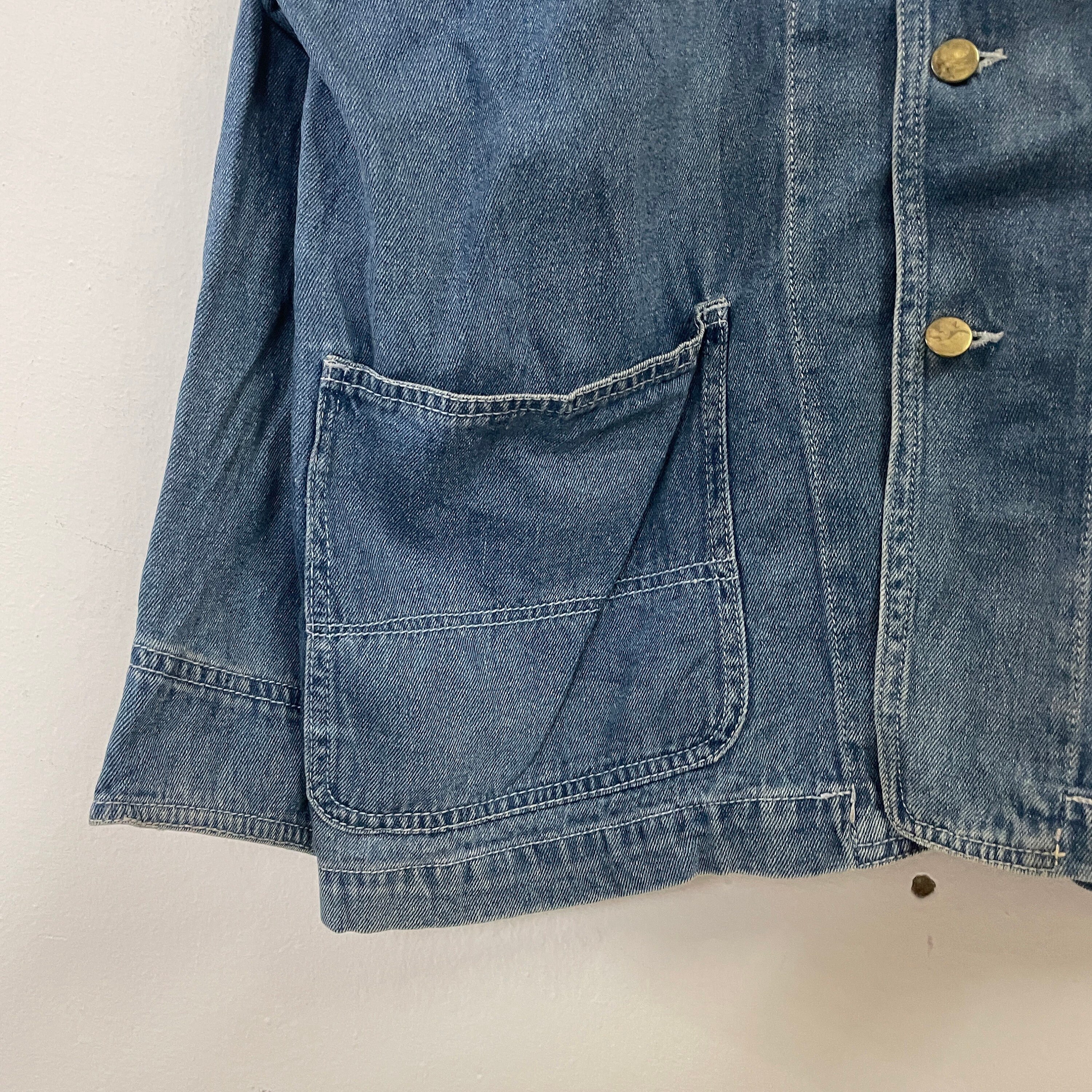 ジャケット・アウター 90s Rare Vintage Indigo Dyed Denim Coat Japan Blue 14.8oz WWII Indigo Dyed Denim Jacket - CORLECTION