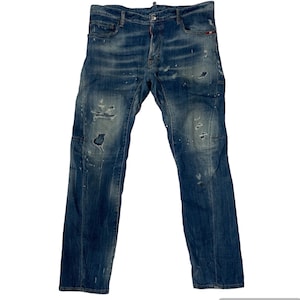 Vintage Dsquared2 Denim Jeans Vintage Dsquared2 Distressed Motive Denim Jeans W38