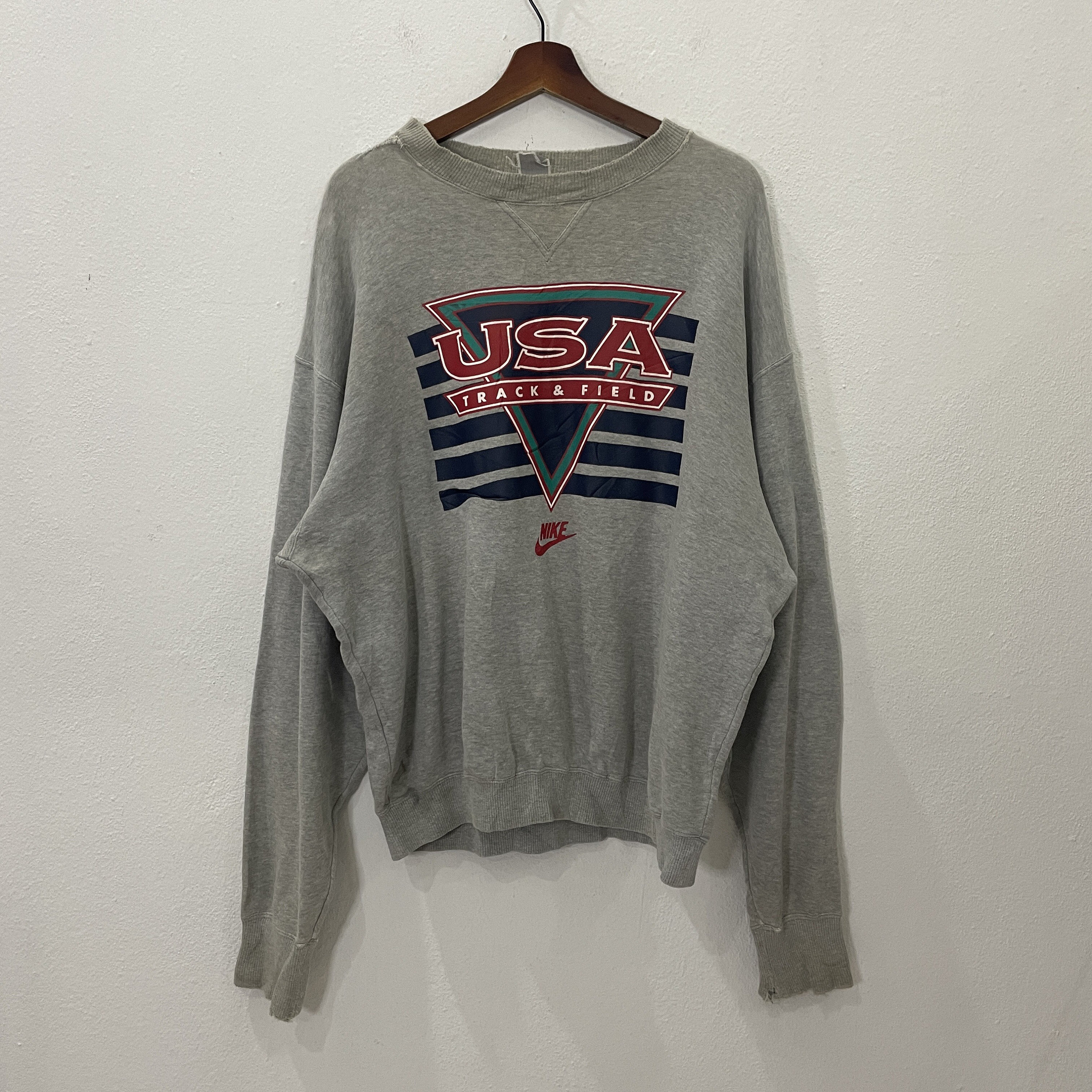 Vintage 90s Nike Distressed Sweatshirt Vintage 90s Nike Big Logo Distressed Sweatshirt Size XL