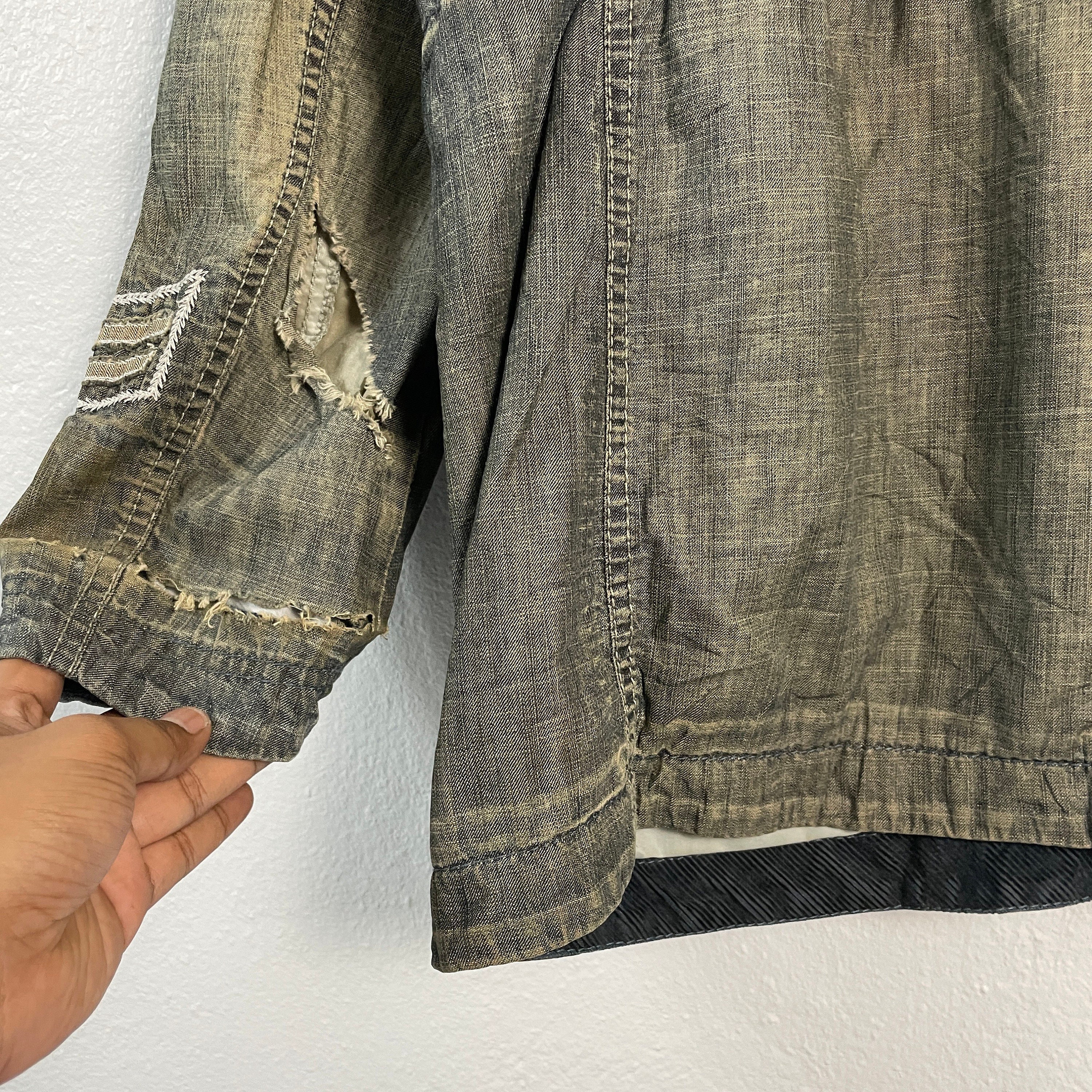 ジャケット・アウター DIESEL Damage Denim Chester coat 22-23AW CHESTER DENIM JACKET | Men's Corduroy Collar With Logo Shank