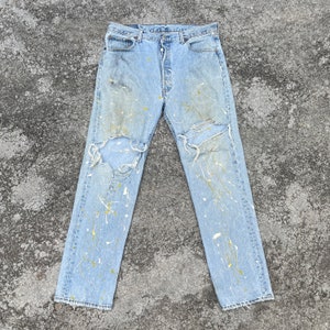 Vintage 90s Levis 501 Art Jeans Vintage 90s Levis 501 Art Distressed Denim Jeans W35