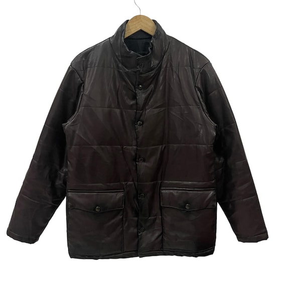 Issey Miyake, Vintage Tete Homme By Issey Miyake Puffer Leather japanese brand casual outfit outerwear rugged work Jacket Size M