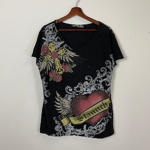 Vintage Dig Deep Ed Hardy Inspired V-neck Tee Vintage Dip Deep Pullover Tee Size M