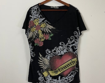Vintage Dig Deep Ed Hardy Inspired V-neck Tee Vintage Dip Deep Pullover Tee Size M