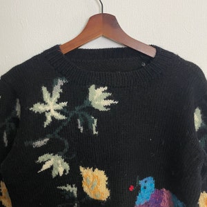 Vintage Hand Knit Habitat Motive Knitwear Vintage Hand Knit Pullover Knitwear Vintage Hand Knit Crewneck Sweater Size L zdjęcie 2