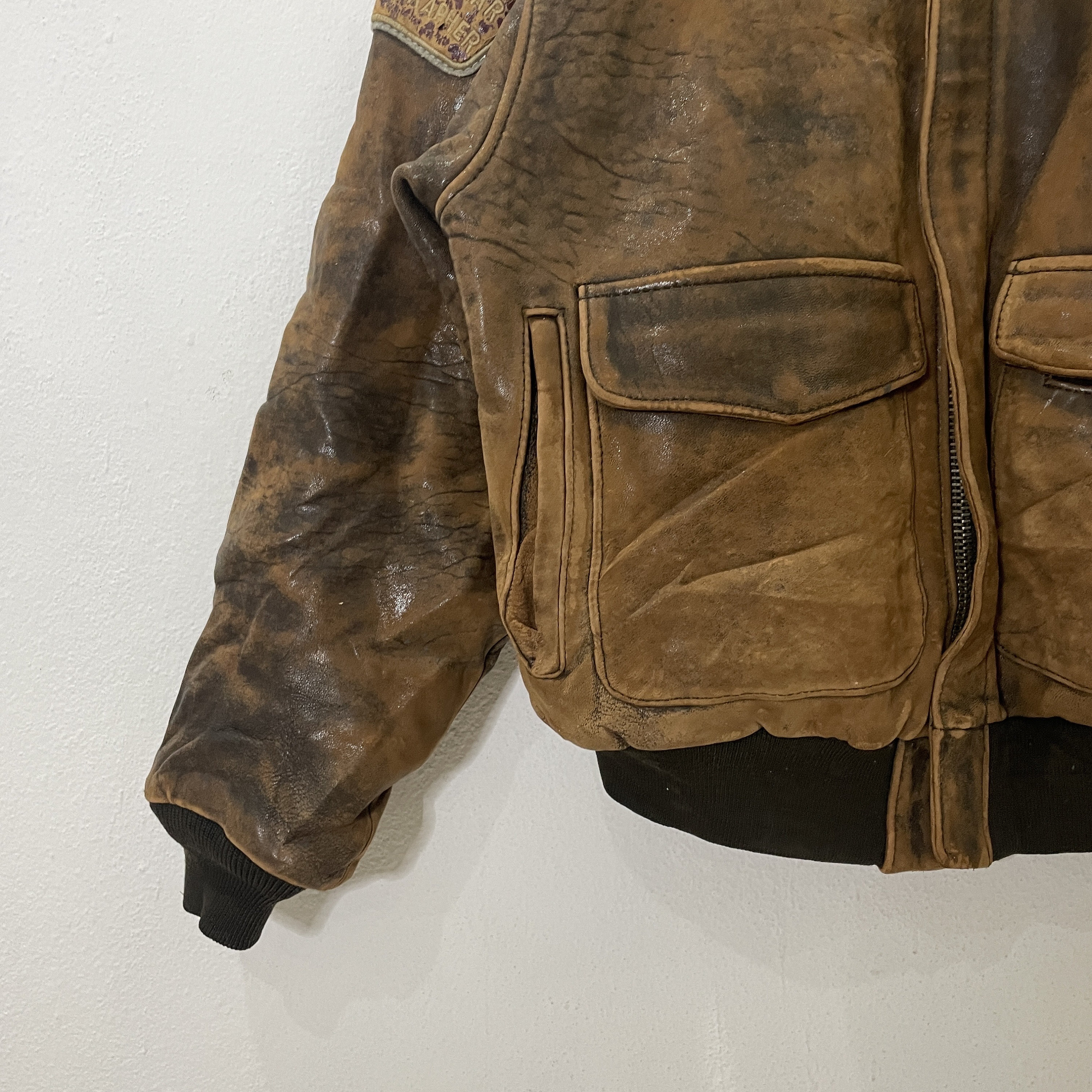 ジャケット・アウター Vintage / Military Leather Blouson Vintage 80's Airborne Brown US Military USAF A2 Flight