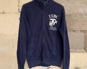 Vintage Avirex Army Zipper Ups Sweater Vintage Avirex USMC Big Logo Sweater Size M