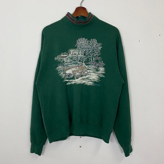 Vintage 90s Morning Sun Village Motive Sweatshirt… - image 1