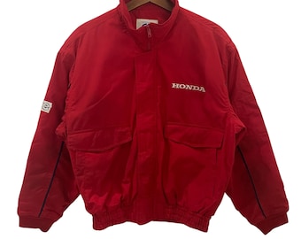 Vintage Honda Racing Jacket Vintage Honda Embroidery Logo Jacket Vintage Honda Zipper Ups Jacket Size L