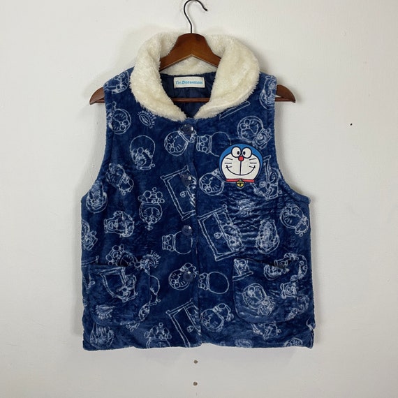 Vintage Doraemon Spell out Logo Vest Vintage Doraemon Button Ups Vest Vintage Doraemon Fullprint Fleece Vest Size M