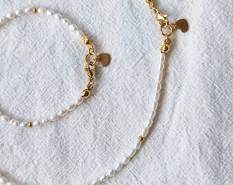 K870 Perlenkette echte Süßwasserzuchtperle 7mm Halskette Collier Geschenk