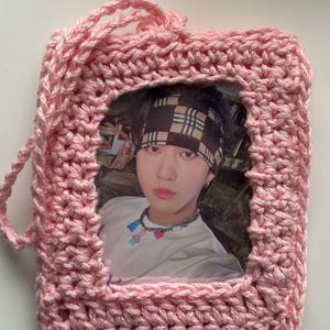 Gehaakte effen Grandma Square kpop-fotokaarthouder, ALLEEN PATROON