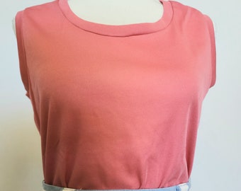 Vintage 1970's Judy Bond Dacron Polyester Pink Sleeveless Top