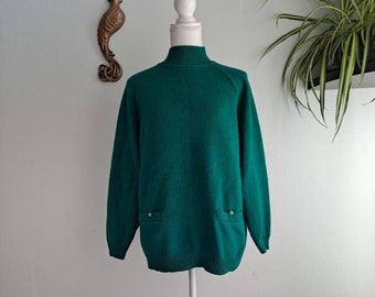 Vintage 1980's Croquet Club Teal Tunic Sweater Medium Large