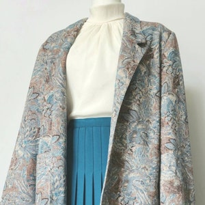 Vintage 1980's 1990's Pykettes Teal Skirt and Floral Blazer Suit Set 28 Waist image 1