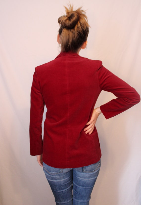 Vintage 1960's Wine Red Velvet Trissi Blazer, Lig… - image 4