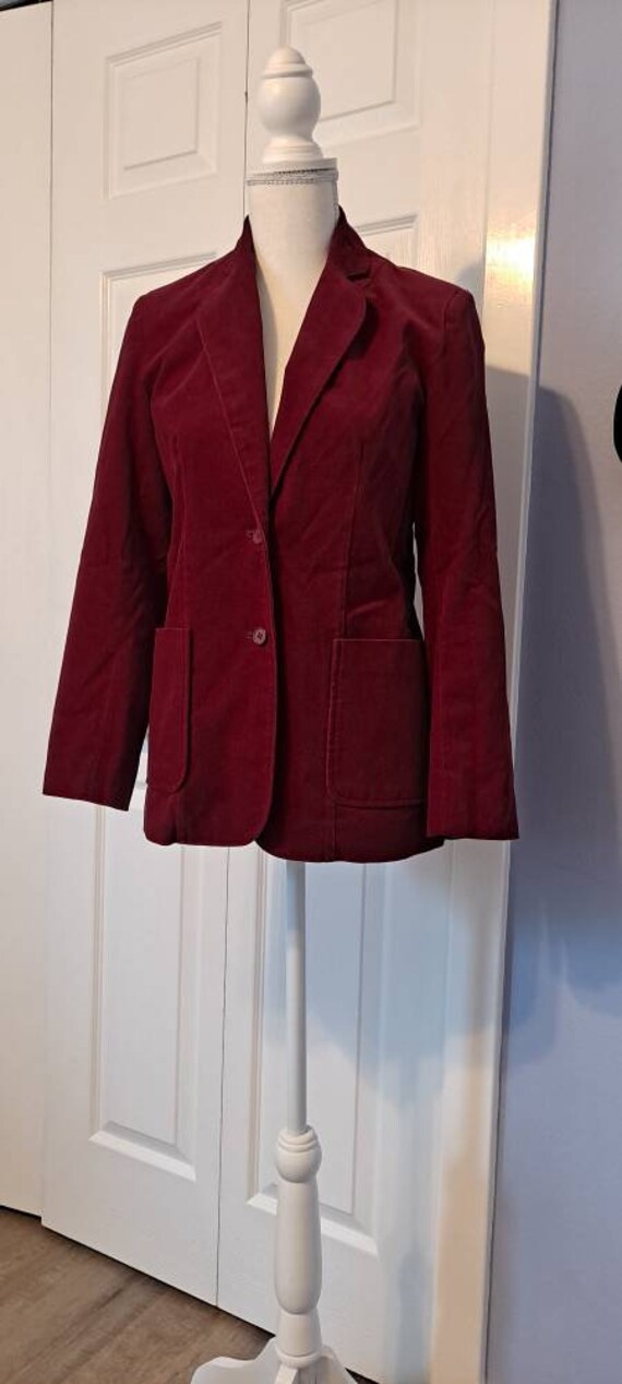 Vintage 1960's Wine Red Velvet Trissi Blazer, Lig… - image 6