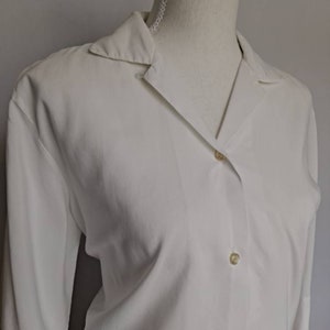 Vintage Solid White 1970's Dearborn Blouse 3/4 Sleeves Medium image 3