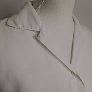 Vintage Solid White 1970's Dearborn Blouse 3/4 Sleeves Medium image 4