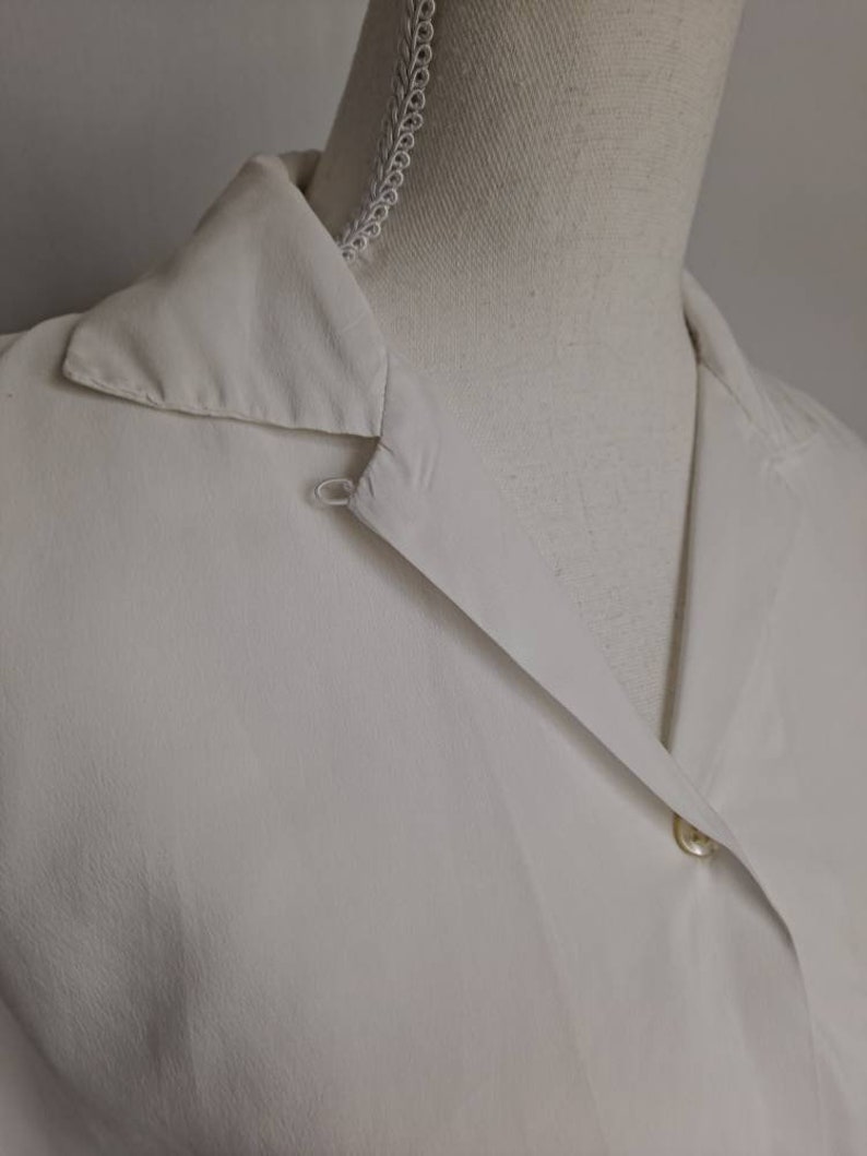 Vintage Solid White 1970's Dearborn Blouse 3/4 Sleeves Medium image 4