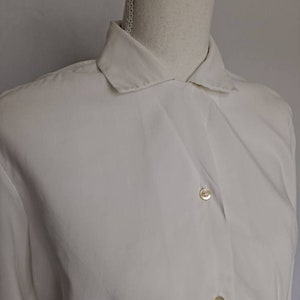 Vintage Solid White 1970's Dearborn Blouse 3/4 Sleeves Medium image 5