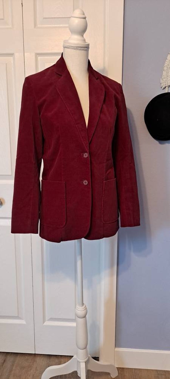 Vintage 1960's Wine Red Velvet Trissi Blazer, Lig… - image 7