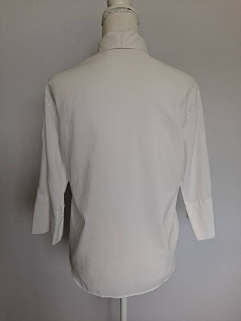 Vintage Solid White 1970's Dearborn Blouse 3/4 Sleeves Medium image 6