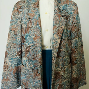 Vintage 1980's 1990's Pykettes Teal Skirt and Floral Blazer Suit Set 28 Waist image 3