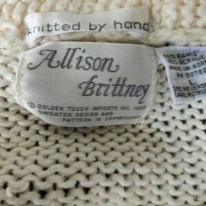 Vintage 1990's Slouchy Handknit Allison Brittney Ivory Cardigan Butterflies Flowers image 5