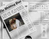 Newspaper Wedding Program Template, Ceremony Timeline, Canva DIY (Digital Download)