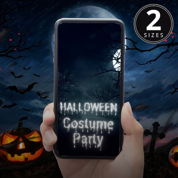 Halloween Invite Cemetery, Editable Photo with Music Costume Party Video Invitation, Scary Phone Animated Mobile Text Evite Canva Download